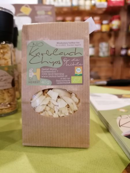 Bio Knoblauch Chips für die Mühle