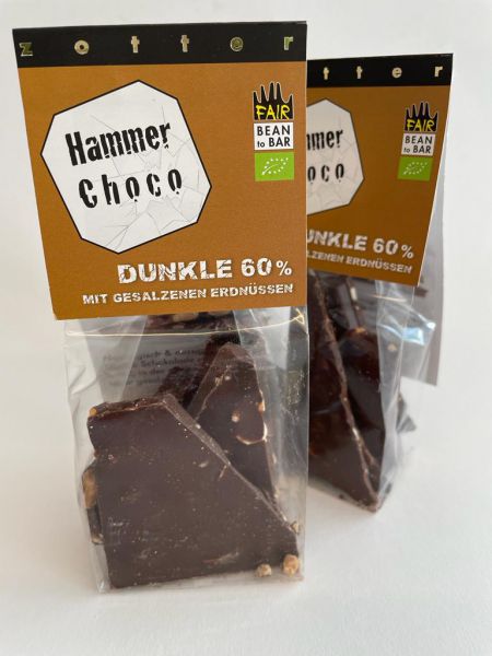 Hammer Choco DUNKLE 60% mit gesalzenen Erdnüssen