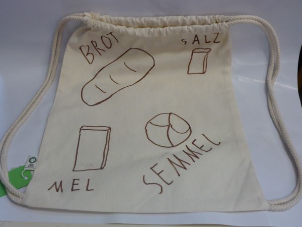 Bio-Baumwoll Brotsackl, bemalt | Stofftaschen Caritas | Geschenke ...