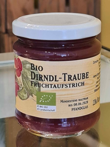 Bio Dirndl Traube Fruchtaufstrich (mit Honig gesüßt)