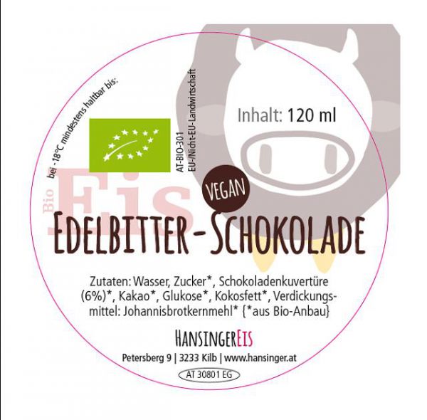 Edelbitter-Schokolade Eis (vegan)