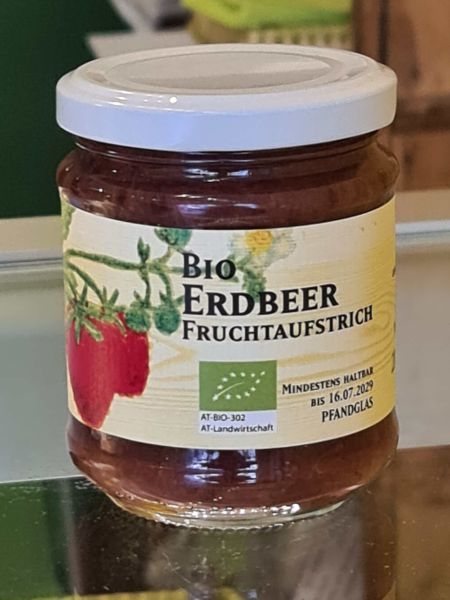 Bio Erdbeere Fruchtaufstrich (mit Honig gesüßt)