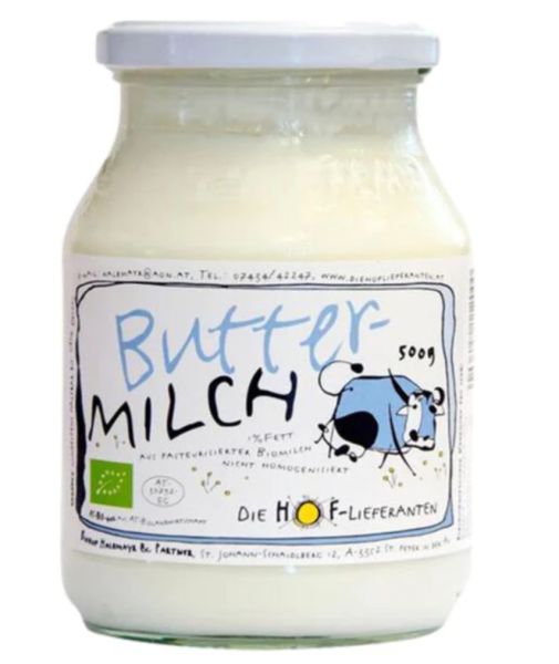 Bio Buttermilch 1 % - im Glas | Die Hoflieferanten