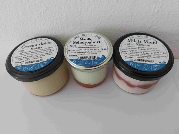 Aktionspaket Schaf: 3 Gläser Joghurt mit verschienden Geschmacksrichtungen