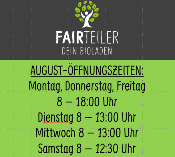 geänderte Öffnungszeiten im August