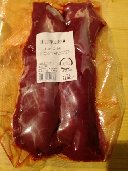Damwild Filet TIEFGEKÜHLT
