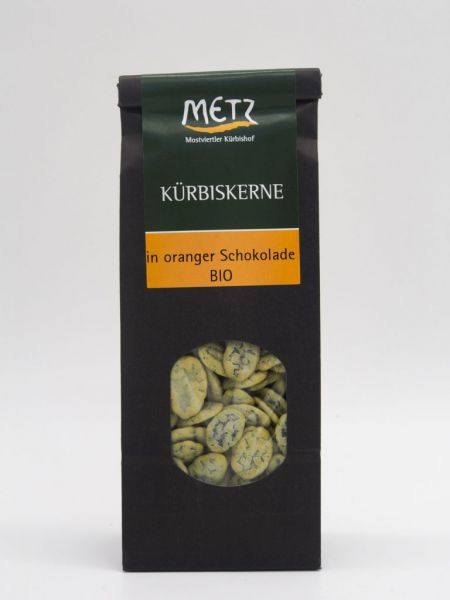 Kürbiskerne in oranger Schokolade