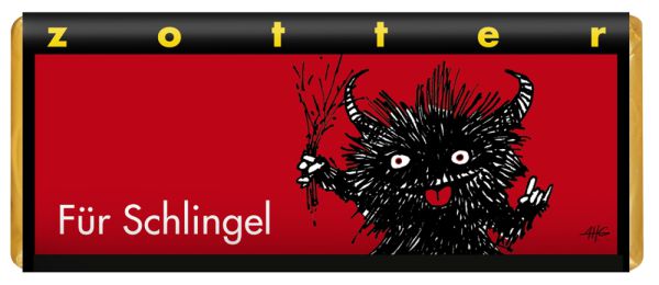 Für Schlingel, Extradunkle Milchschokolade gefüllt mit Haselnussnougat