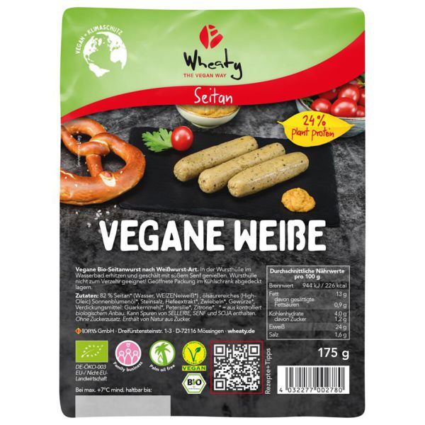 Weißwurst - Vegane Wheaty 3 Stk.