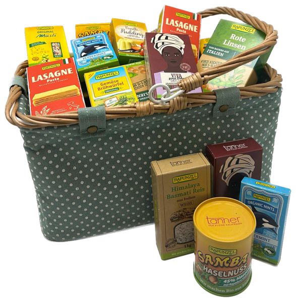 Spielwaren im Stoffkörbchen