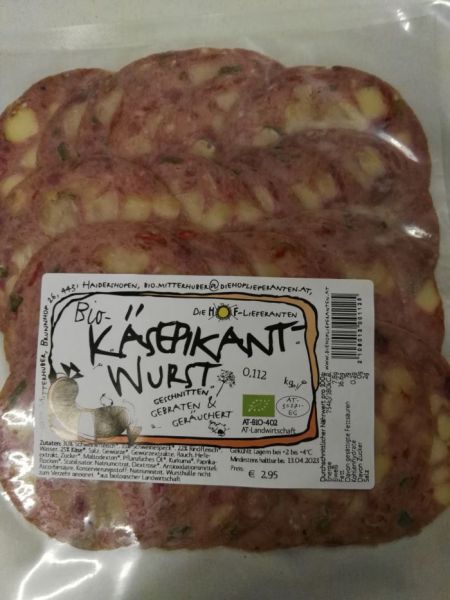 Käsepikantwurst aufgeschnitten (€ 26,30/kg)