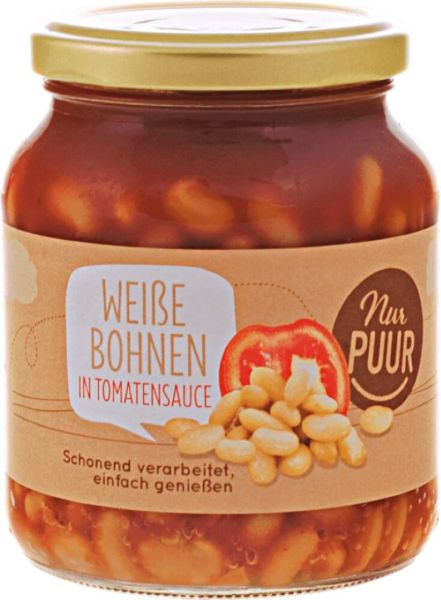 Weiße Bohnen in Tomatensauce im Glas