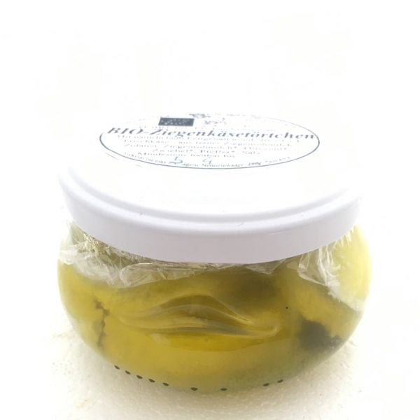 Ziegenkäsetörtchen in Mani Olivenöl im Glas