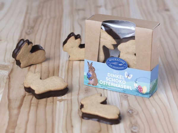 Dinkel Schoko Osterhaserl, verpackt
