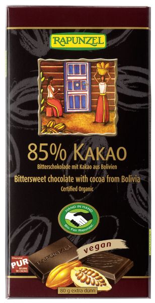 Schokolade Bitter 85 % Kakao
